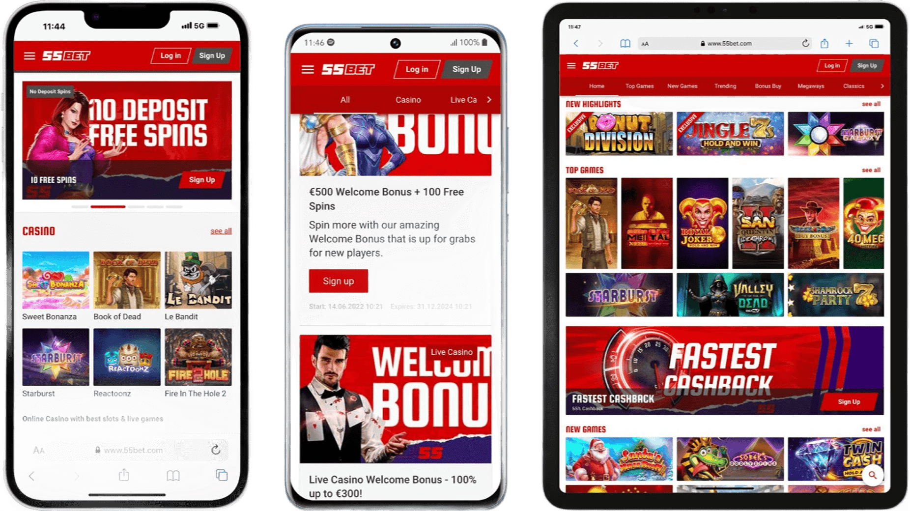 55Bet Casino App-schermafbeelding